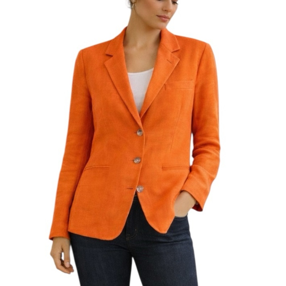 Polo Ralph Lauren Linen Blazer Jacket Womens 4 Career Lined Old Money Preppy